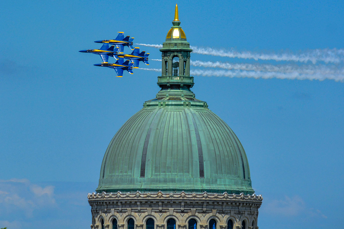 Jets flying by the Navy dome