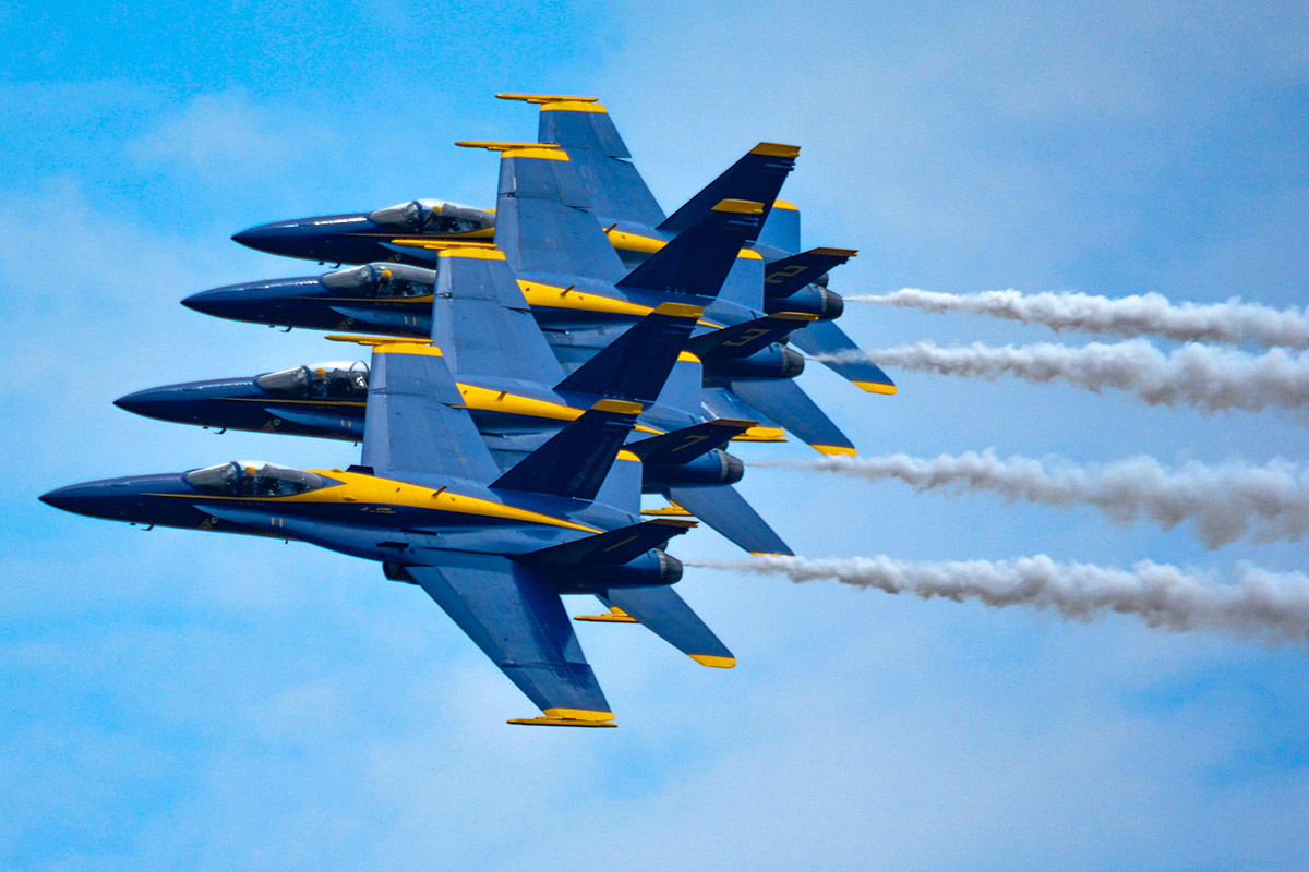 Close up of jets in formation