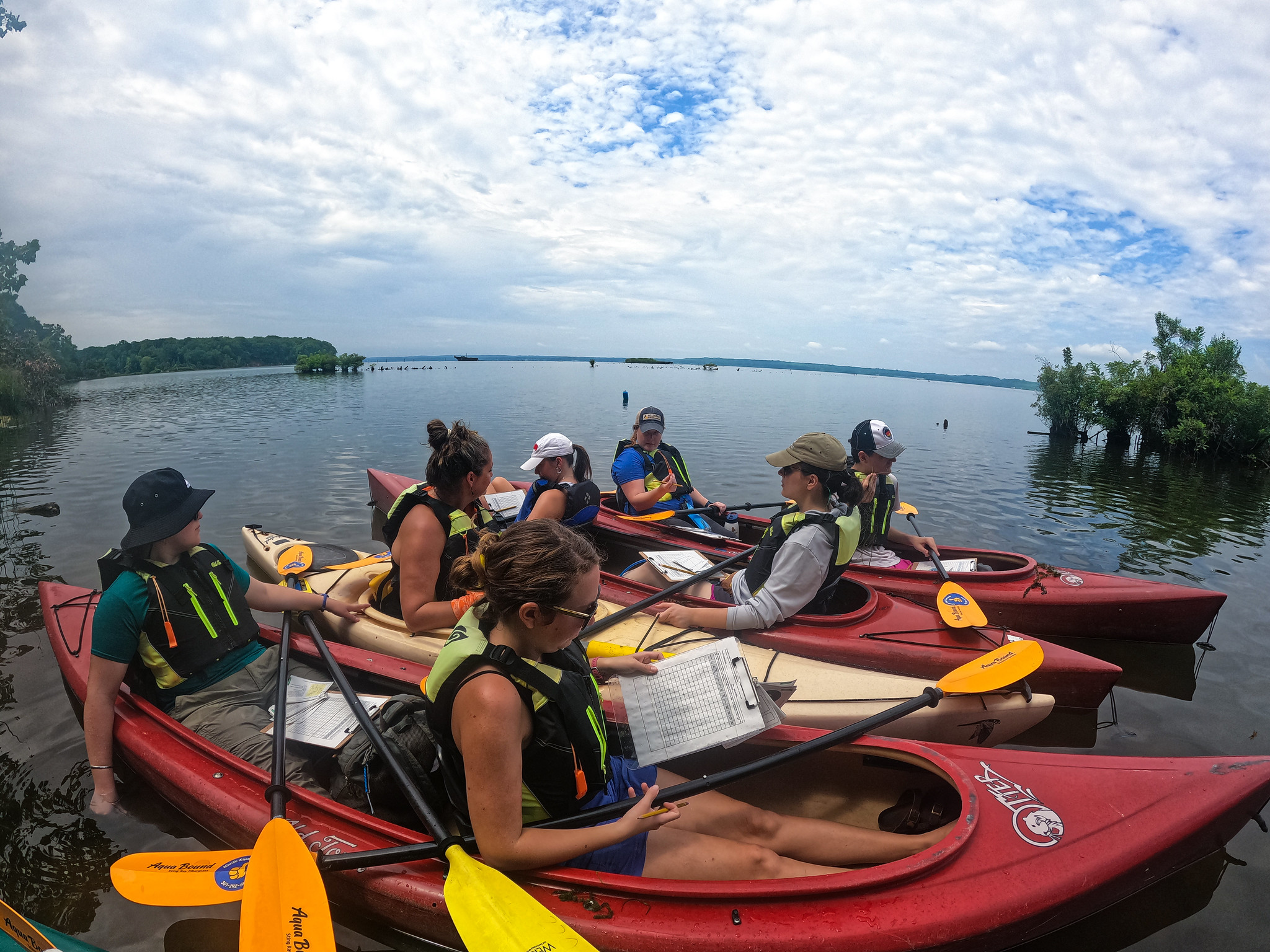 Kayakers recording SAV numbers