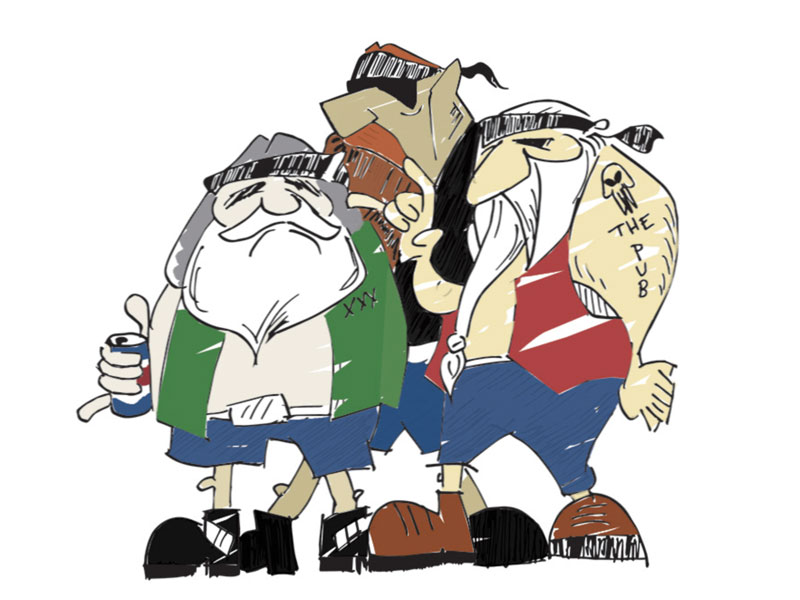 Illustration of three bikers