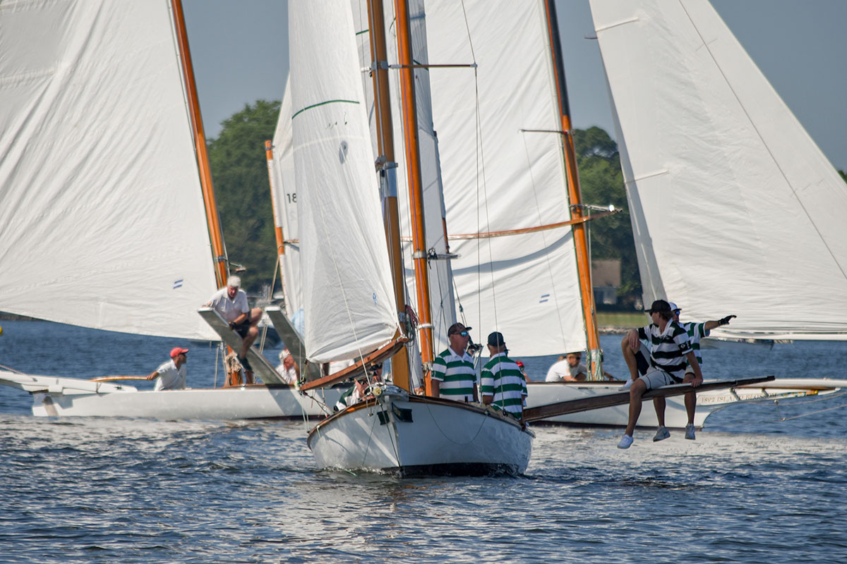 Log canoes in light wind